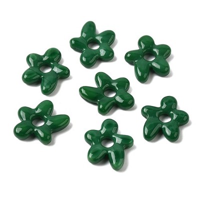 20pcs Handmade Lampwork Glass Beads Dark Green Plum Blossom Beads Flower Beads