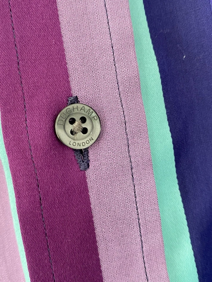 Camisa ajustada DUCHAMP LONDON de algodón a rayas moradas para hombre M/IN ITALIA EC Foto 3 de 4