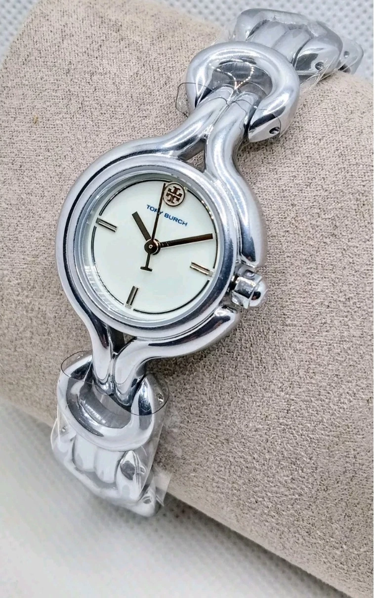 Orologio Tory Burch nodo intrecciato acciaio inox argento TBW3037 con etichetta e scatola