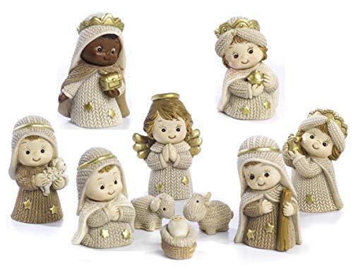PABEN Set Presepe Completo Bambini in Resina, 10 Personaggi cm. 5,8 (W8N)