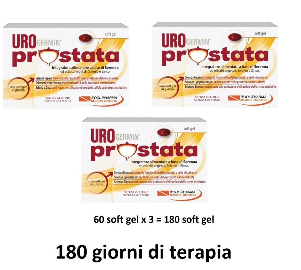 POOL PHARMA Promozione UROGERMIN Prostata - (60x3) 180 SOFT GEL= 180 GIORNI DI TERAPIA