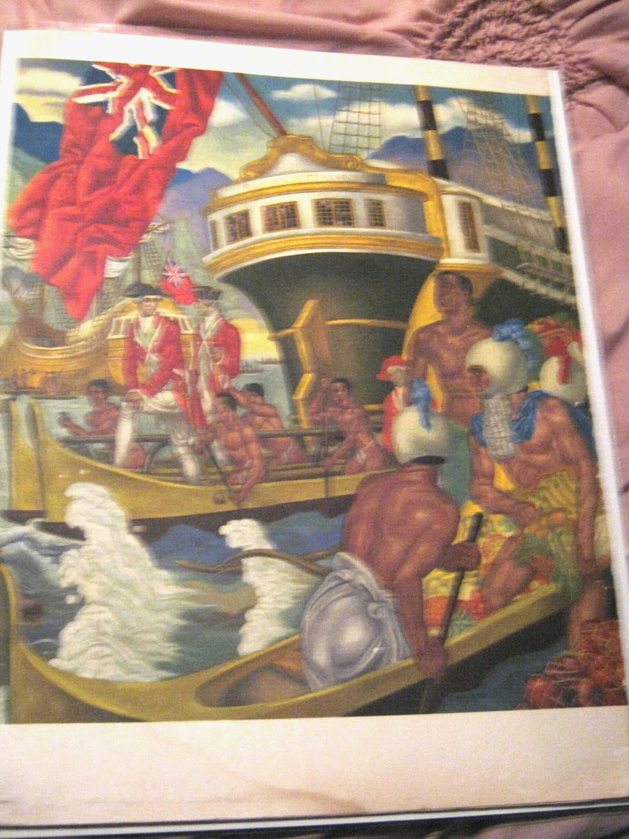 1957 Matson Lines S S Lurline Savage Art Hawaii Cruise Menu A God