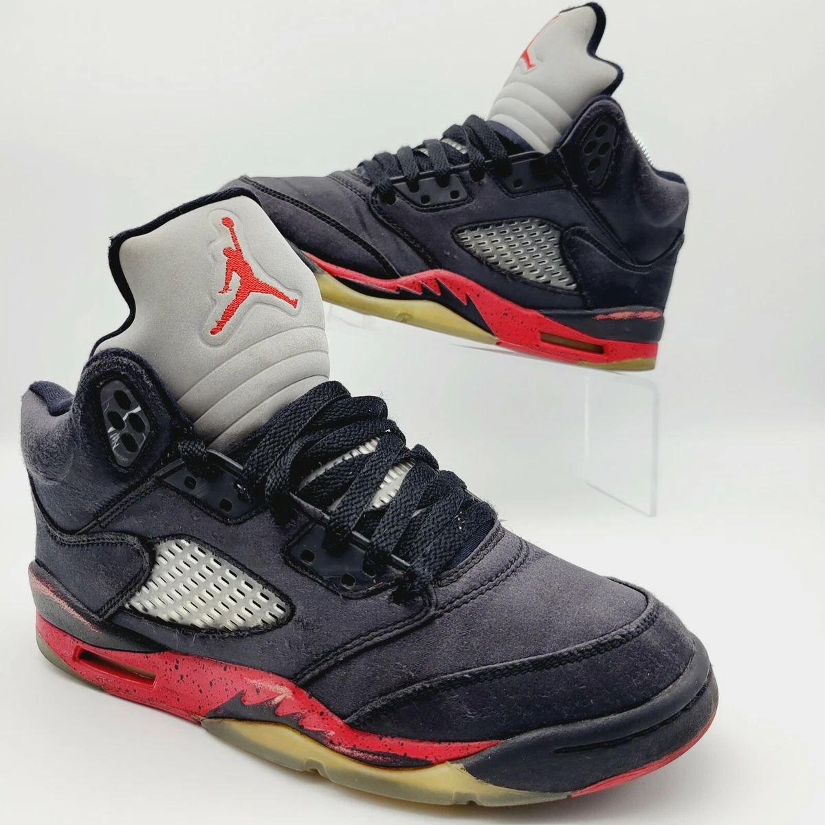 Nike Air Jordan 5 Retro OG Sz 6.5Y Wms 8 Satin Bred Black Fire Red 440888-006