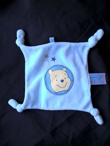 Doudou Plat Winnie L Ourson Disney Carrefour Carre Bleu Etoile 17 Cm Ebay