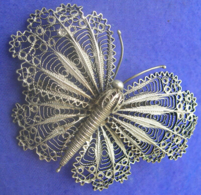 vintage Brosche PAPILLON 800er Silber filigran