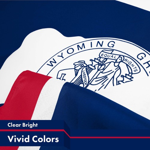 G128 3 Pack: Wyoming WI State Flag 3x5 Ft Printed 150D Poly, Indoor/Outdoor - Picture 3 of 5