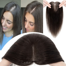 100 Remy Human Hair Topper Clip in Free Part Top Hairpiece Lace Base Toupee USA