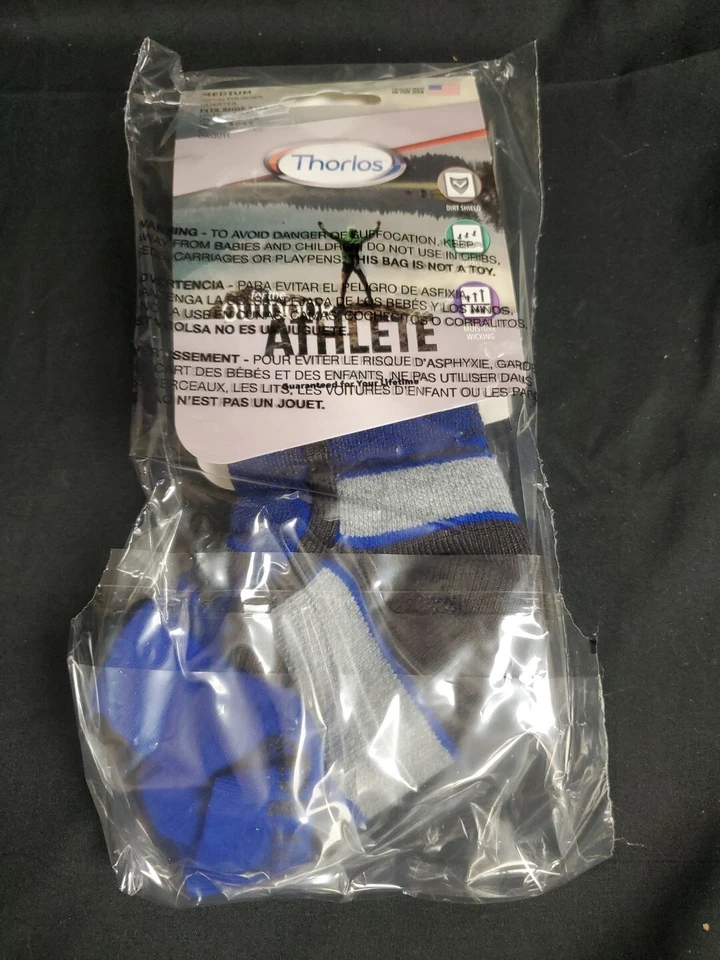 Par de calcetines de cuarto de atleta al aire libre Thorlos A4157 Royal Thunder azul talla M NUEVO Foto 4 de 4