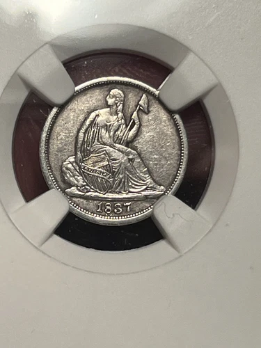 1837 Seated Half Dime XF EF Extremely Fine Details NGC Double Misplaced Date