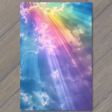 Art Print Rainbow Through Clouds Sunbeams Style Colorful Beautiful Hope Fun