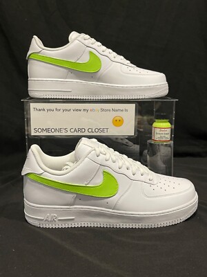 Nike Air Force 1 Low White (Grrinch Green Custom Painted Swoosh) SC-#37W