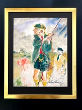 LEROY NEIMAN +  GOLF IN ST. ANDREWS  + 1987 + SIGNED PRINT FRAMED 14X11 in.