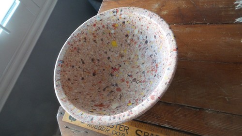 Vintage BROOKPARK Melamine, Melmac, Confetti 8" SERVING BOWL Mixing, Salmon Pink - Picture 2 of 5
