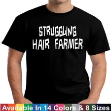 Struggling Hair Farmer Funny Bald Dad Daddy Husband Fathers Day Gift Tee T Shirt