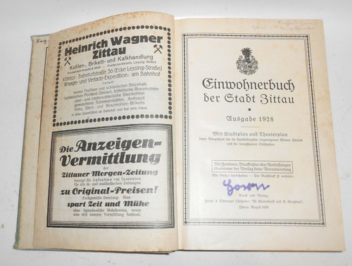 Einwohnerbuch der Stadt Zittau 1928 Adressbuch - Bild 2 von 9