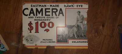 1940S EASTMAN KODAK HAWK EYE CAMERA CARDBOARD SIGN