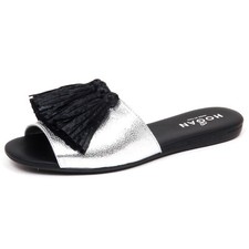 F2604 sandalo donna silver/black HOGAN VALENCIA hammered leather shoe woman
