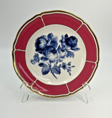 Rare New In Box Set Of 4 Ralph Lauren  Lattice II Floral Salad Plates Pink Blue