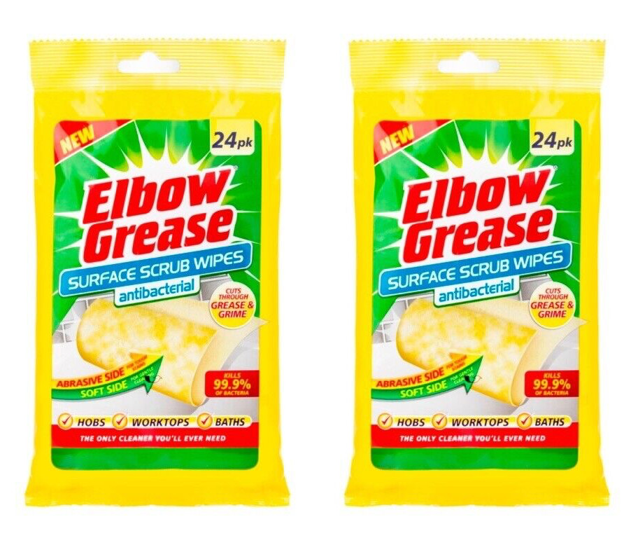 48x Elbow Grease Surface Scrub Wipes Grease Grime Kitchen Hobs Shower Bathroom
