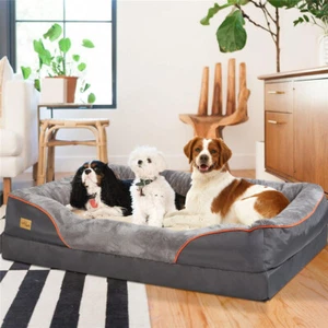 XXL Grand lit de chien haut Bolster lavable à l'animal Canapé Coussin Lit épais bas