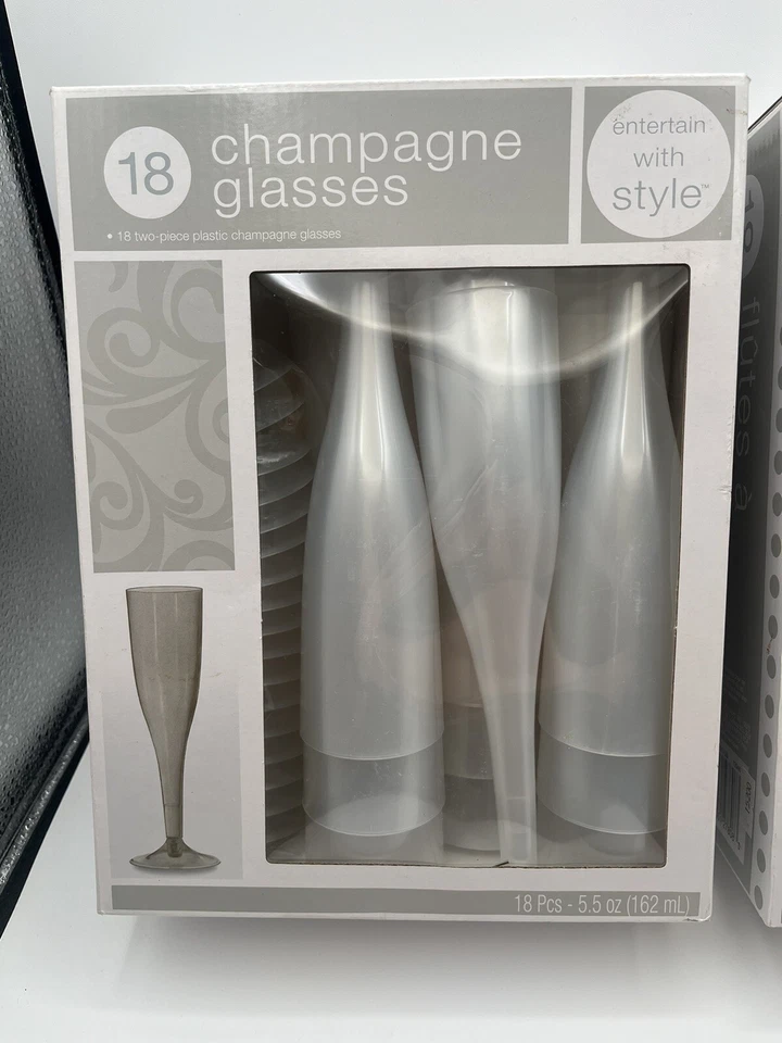 Flautas de champanhe de plástico premium prata 36 reutilizáveis prata perolizada 5,5 oz NOVO - Imagem 2 de 4