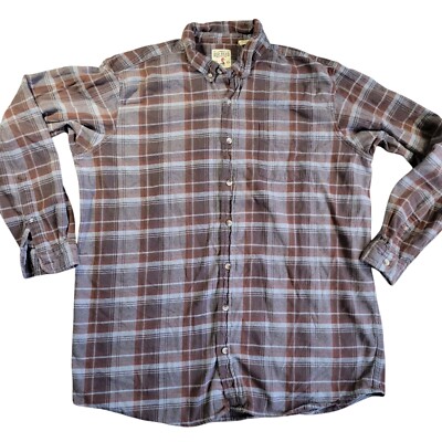 RedHead Flannel Shirt Mens 2XLT Brown Gray Plaid Long Sleeve Button Up Outdoors