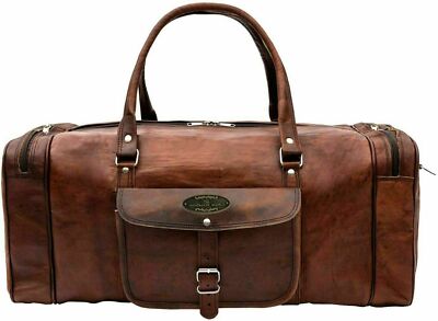 Grand Sac De Voyage Week-end En Cuir Véritable Vintage - Taille L Marron