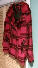 Dollhouse Outerwear Plaid Button Up Pea Coat /jacket Women's Size 2xl Red Black