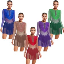 Women Dancewear Costume Dresses Ballroom Dress Competition Figure Skating Back