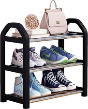 Shoe Rack Small Shoe Rack 3Tier Mini Shoe Rack Footware Storage Shoe Shelf Blac
