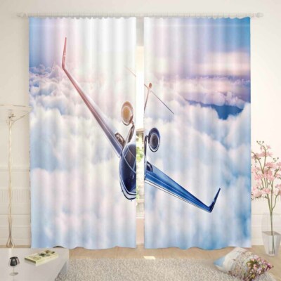 Elegant High Cloud 3D Curtain Blockout Photo Printing Curtains Drape Fabric