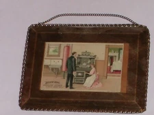 Circa 1909 Quick Meal Gasoline Stove Beval Glass Framed Postcard