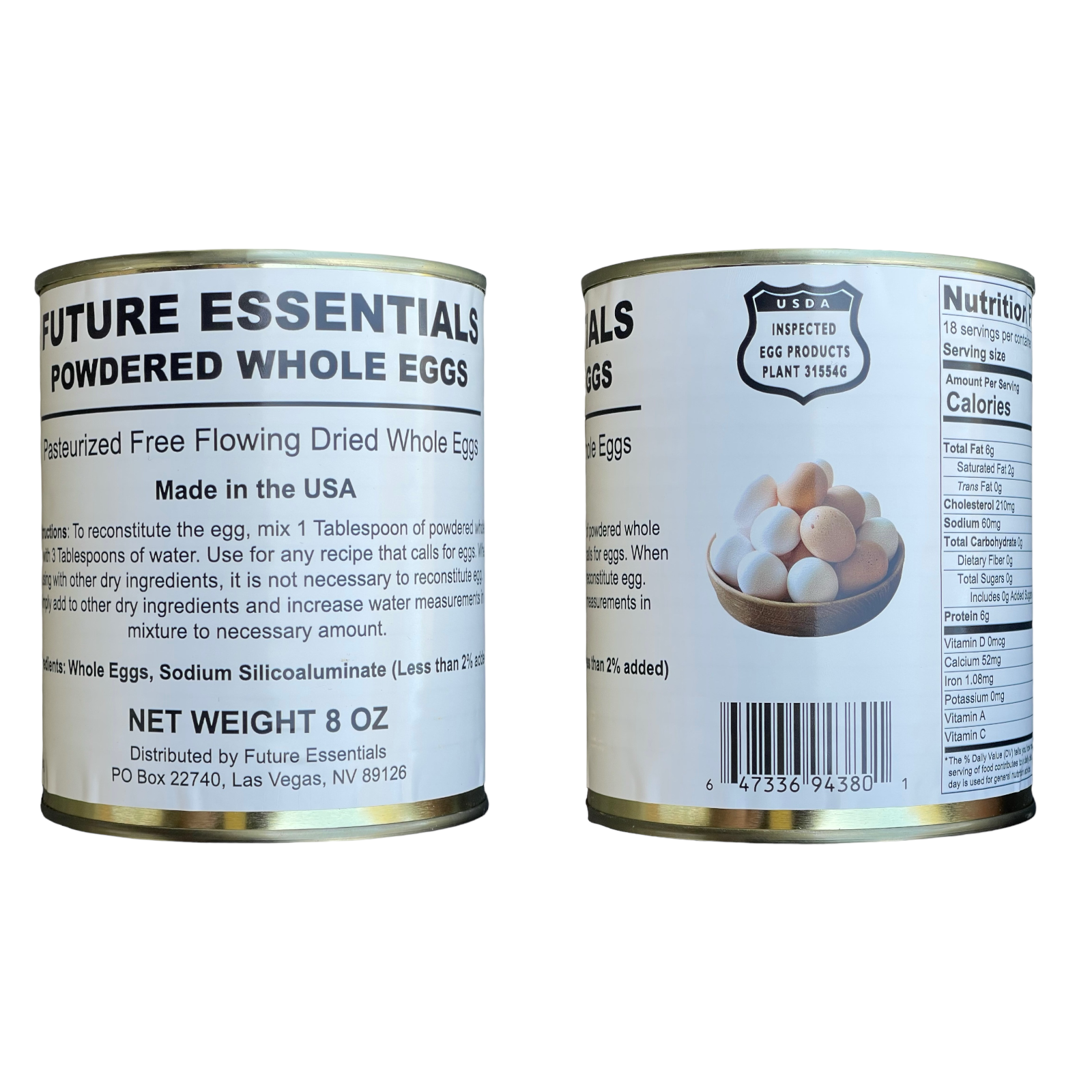 Powdered Whole Eggs by Future Essentials, 8 oz can, Emergency