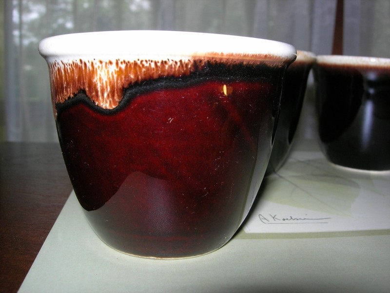 Six (UNMARKED) Pfaltzgraff Brown Dip custards