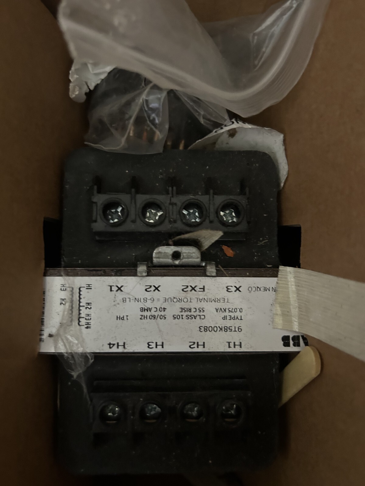 ABB 9T58K0083 Transformer 0.075KVA Voltage 208/277/380 NEW