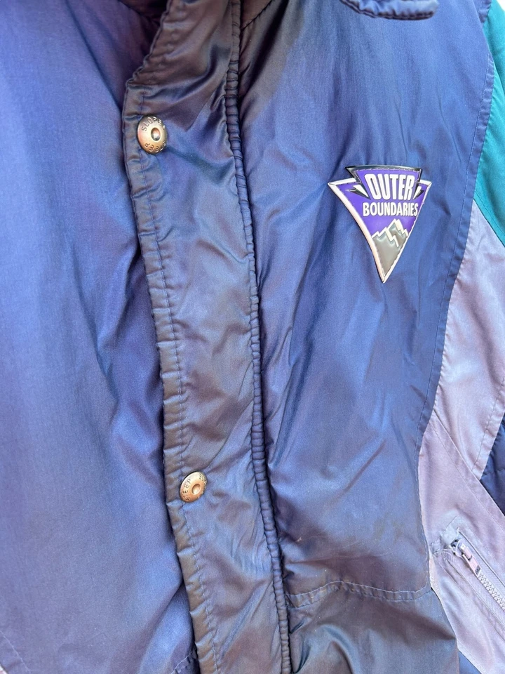 VTG 90s Steep Slopes Ski Jacket mens L blue purple silver green color block EUC - Image 3 of 4