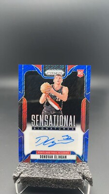 2024-25 Prizm Donovan Clingan Rookie Signatures Blue Shimmer Auto 