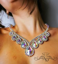 Crystal necklace, ballroom dance necklace, belly dance necklace, women necklace
