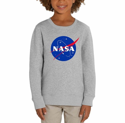Kids Unisex Nasa Astronaut Geek Space Nerd Star Logo Grey Black Sweatshirt - Afbeelding 1 van 3