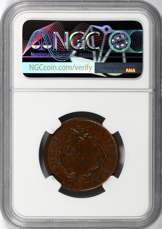 1837 1c N-6 Medium Letters Head of 36 Matron Head Large Cent NGC and CAC MS 64 - Image 4 of 4
