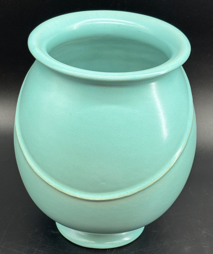 Weller Light Blue Pottery Vase Tassel Design Signed Base 7" Tall - Picture 3 of 7