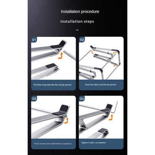 Support pour ordinateur portable rangement en alliage d'aluminium support tablette bureau universel Heat5732 - Photo 9/10