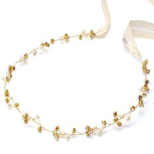 Bridal Headpiece - Gold Rhinestone Headband with Crystals, Wedding Hair Acces...