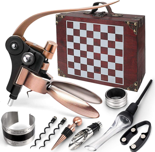 Scatola Di Legno Accessori per Il Vino Set Regalo,Set per L'Apertura Del Vino,Ca - Foto 2 di 12