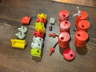 Lot of vintage playmobil car racing gas fuel texaco esso tanks barrels