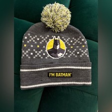 NWOT Batman Gray Yellow Kids Beanie - One Size