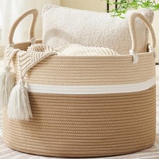 KAKAMAY Large Blanket Basket 20"x13" ,Woven Baskets for storage Baby Laundry...