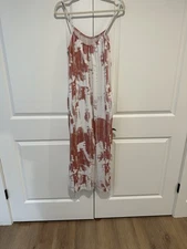 Pink  And White Tie-Dye Jumsuit/Romper With Pockets Size M. Cropped