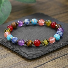 8mm Handmade Women,Men Beaded Bracelet Healing Chakra Natural Gemstone Gifts