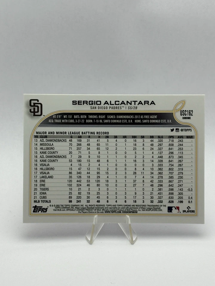 Sergio Alcantara 2022 Topps Chrome Update #USC162 San Diego Padres - Image 2 of 2